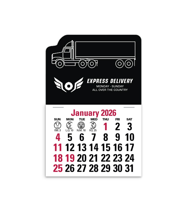 2-Color Stick Up Grid, English (13-Month) Left-Facing Tractor Trailer 2026