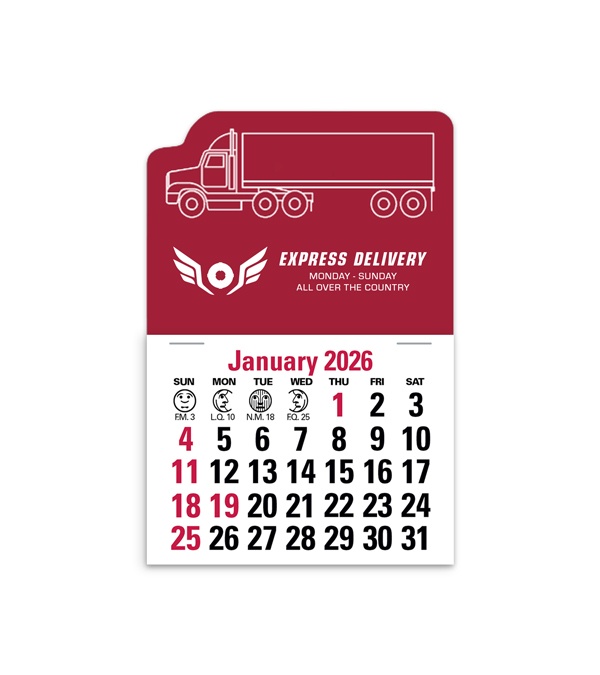 2-Color Stick Up Grid, English (13-Month) Left-Facing Tractor Trailer 2026