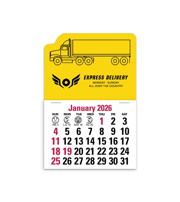 2-Color Stick Up Grid, English (13-Month) Left-Facing Tractor Trailer 2026