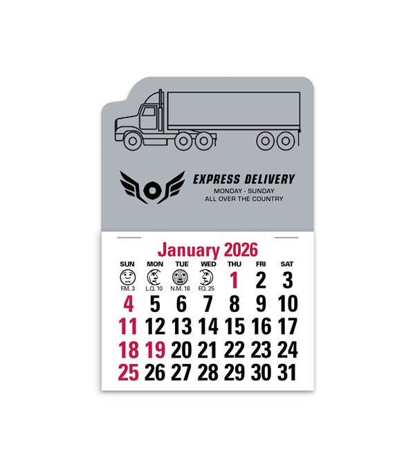 2-Color Stick Up Grid, English (13-Month) Left-Facing Tractor Trailer 2026