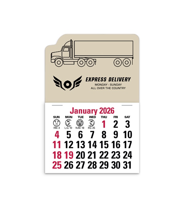 2-Color Stick Up Grid, English (13-Month) Left-Facing Tractor Trailer 2026