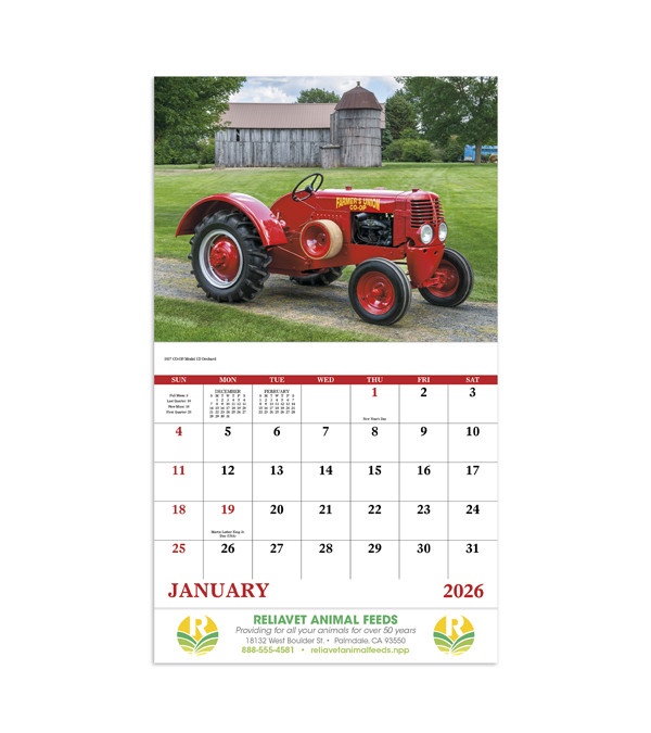 Classic Tractors Wall Calendar 2026