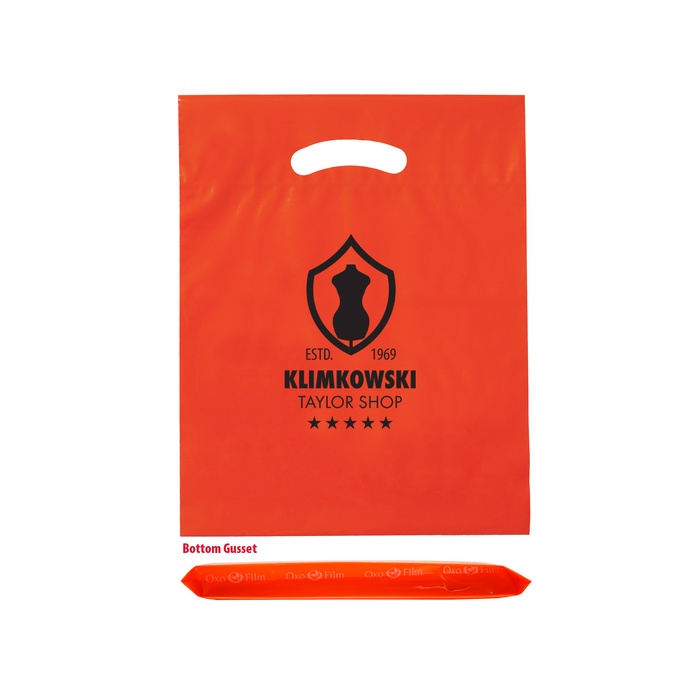 Biodegradable Plastic Die Cut 12" x 16" x 3"Bag with Imprint