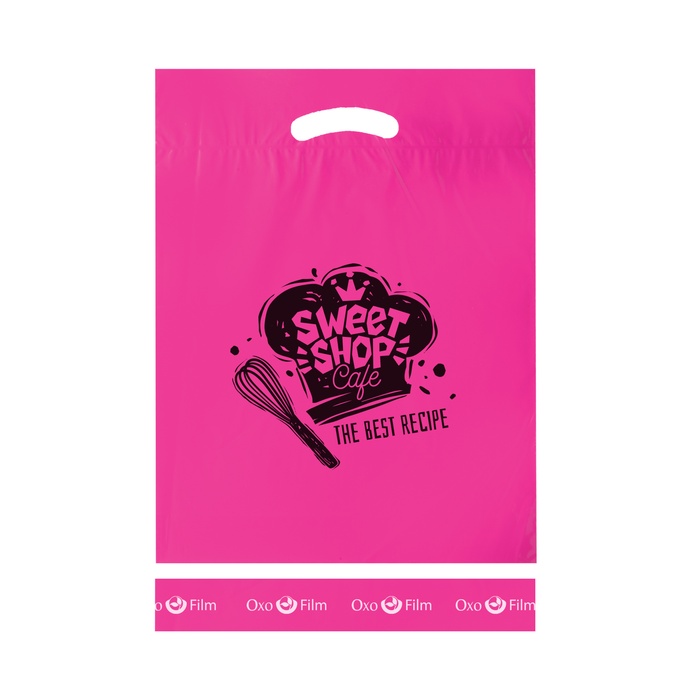 Biodegradable Plastic Die Cut 12" x 16" x 3"Bag with Imprint