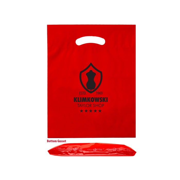 Biodegradable Plastic Die Cut 12" x 16" x 3"Bag with Imprint