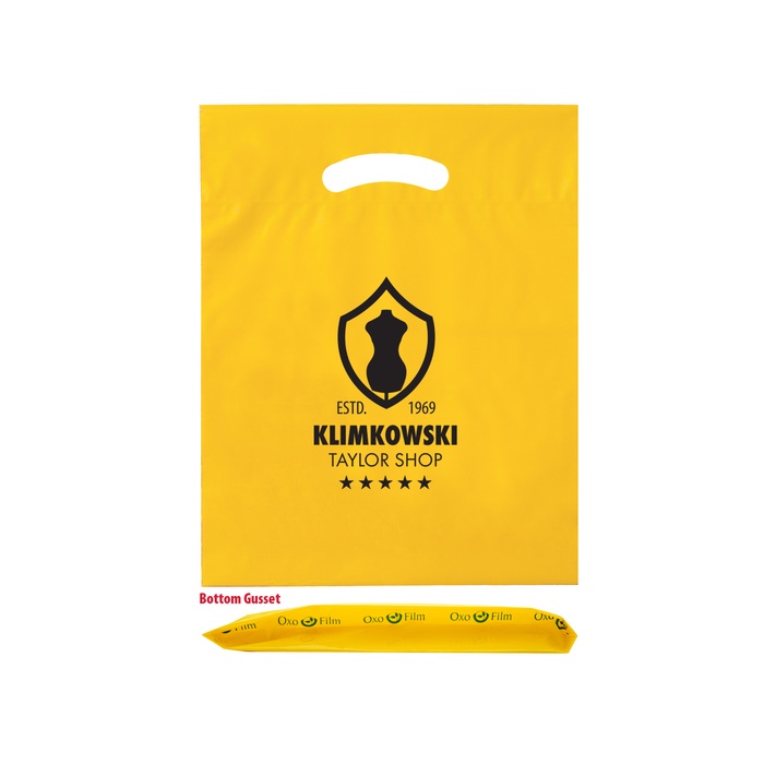 Biodegradable Plastic Die Cut 12" x 16" x 3"Bag with Imprint