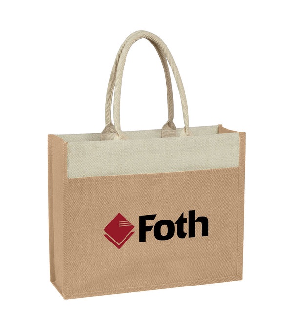 Jute Tote Bag With Front Pocket