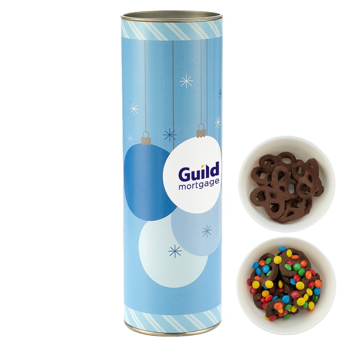 Chocolate Pretzel Tube With Mini M&m's&reg; & Milk Chocolate Pretzels