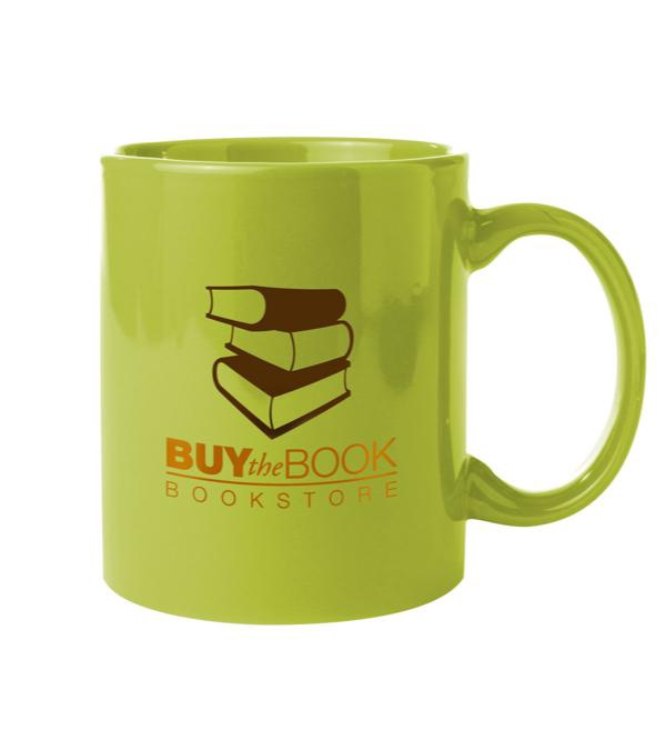 11 oz. Colored Budget Custom Ceramic Mug -Multi Imprint Location