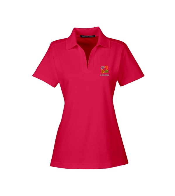 Devon & Jones CrownLux Performance Ladies Plaited Polo - Screen Print