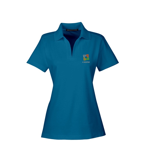 Devon & Jones CrownLux Performance Ladies Plaited Polo - Screen Print