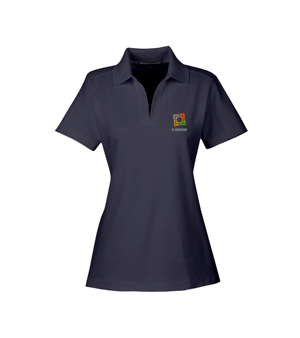 Devon & Jones CrownLux Performance Ladies Plaited Polo - Screen Print