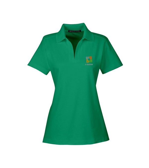 Devon & Jones CrownLux Performance Ladies Plaited Polo - Screen Print