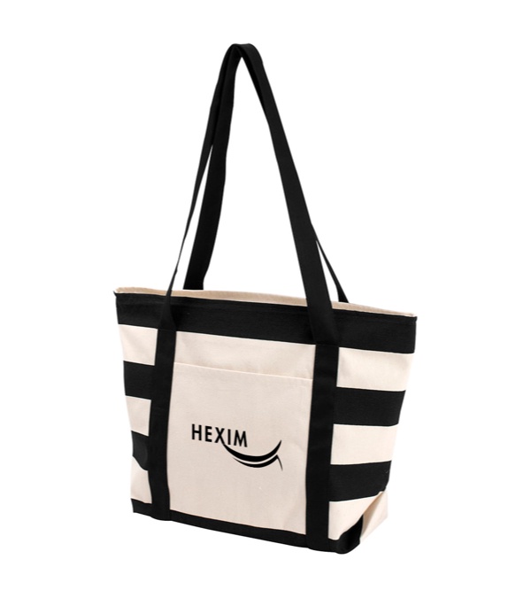 Striped Accent Boat Tote - Single Color Imprint