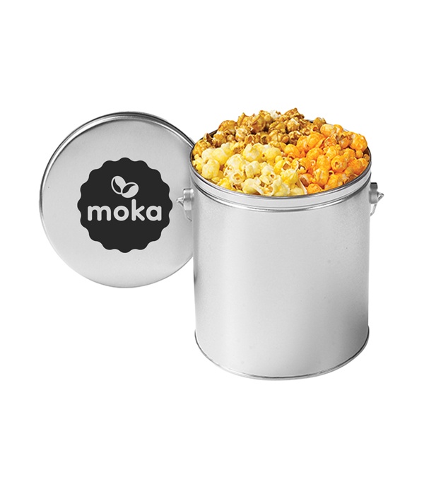3 Way Butter, Cheddar Cheese, Caramel Popcorn Tin - 1 Gallon