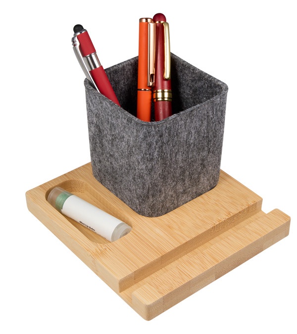 Recycled Felt & Bamboo Pen Holder