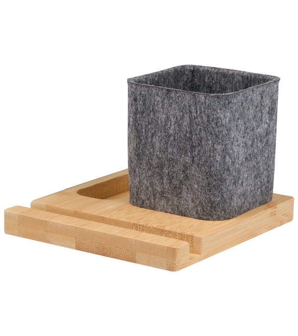 Recycled Felt & Bamboo Pen Holder