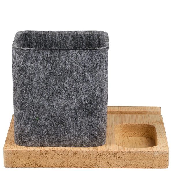 Recycled Felt & Bamboo Pen Holder