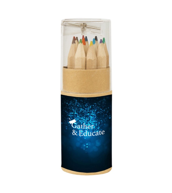 12-Piece Colored Pencil Set in Tube with Sharpener