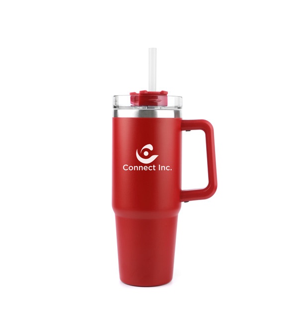 30 oz. Acropolis Vacuum Insulated Travel Mug with Straw - Screen Print