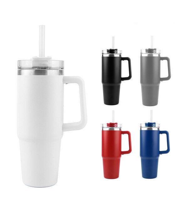 30 oz. Acropolis Vacuum Insulated Travel Mug with Straw - 24 Hour Rush