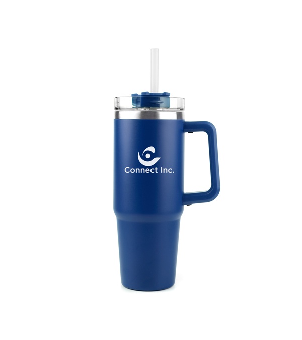 30 oz. Acropolis Vacuum Insulated Travel Mug with Straw - Screen Print