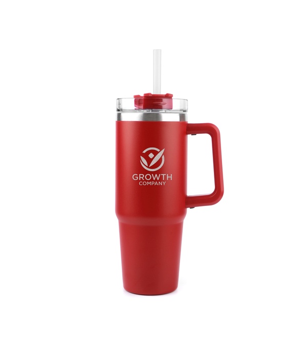 30 oz. Acropolis Vacuum Insulated Travel Mug with Straw - Laser Engraved