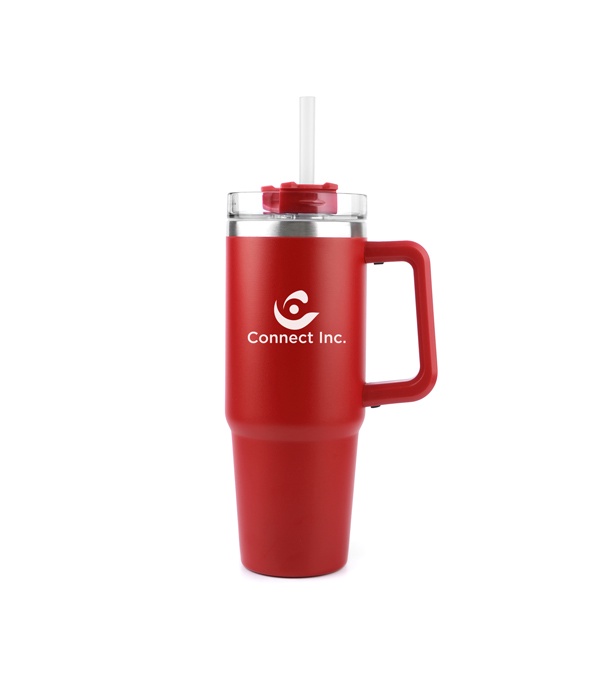30 oz. Acropolis Vacuum Insulated Travel Mug with Straw - Screen Print