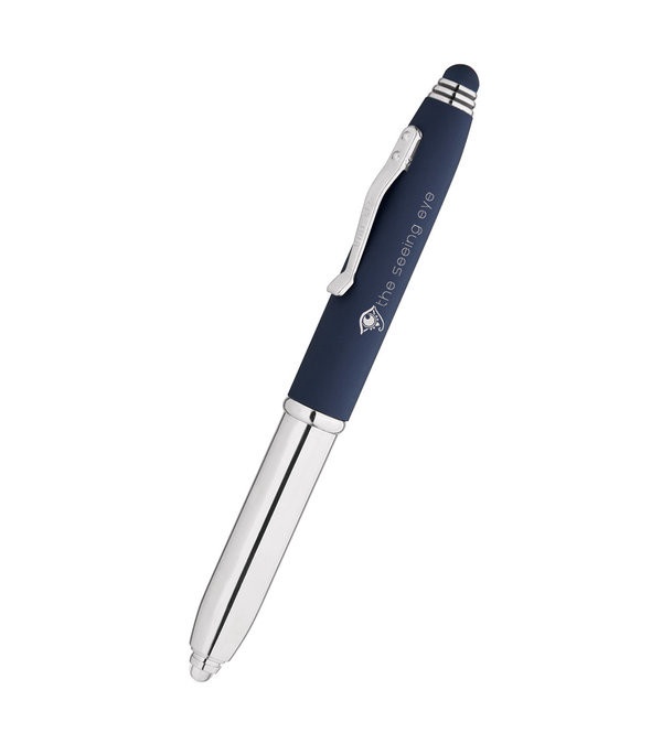 Crowne Triple Function Soft Touch Pen with Light & Stylus