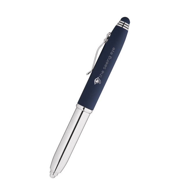 Crowne Triple Function Soft Touch Pen with Light & Stylus