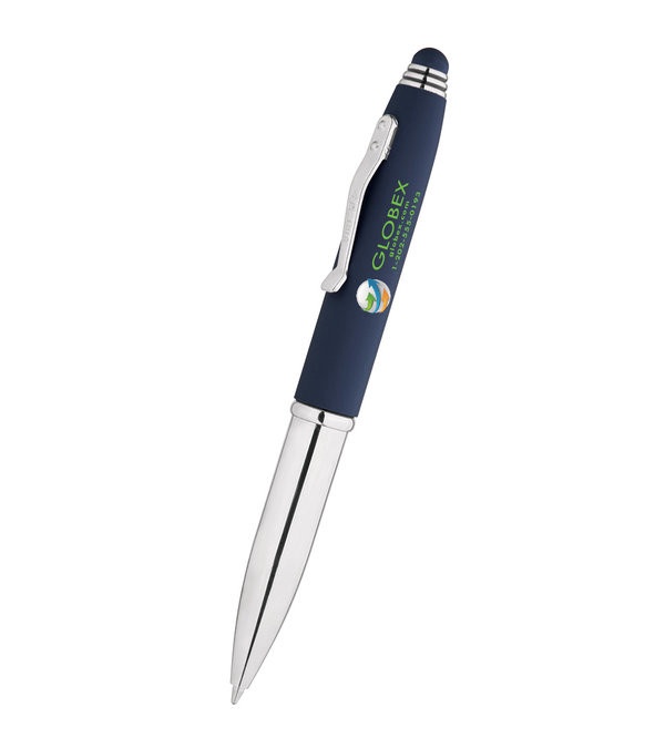 Crowne Triple Function Soft Touch Pen with Light & Stylus - Full Color