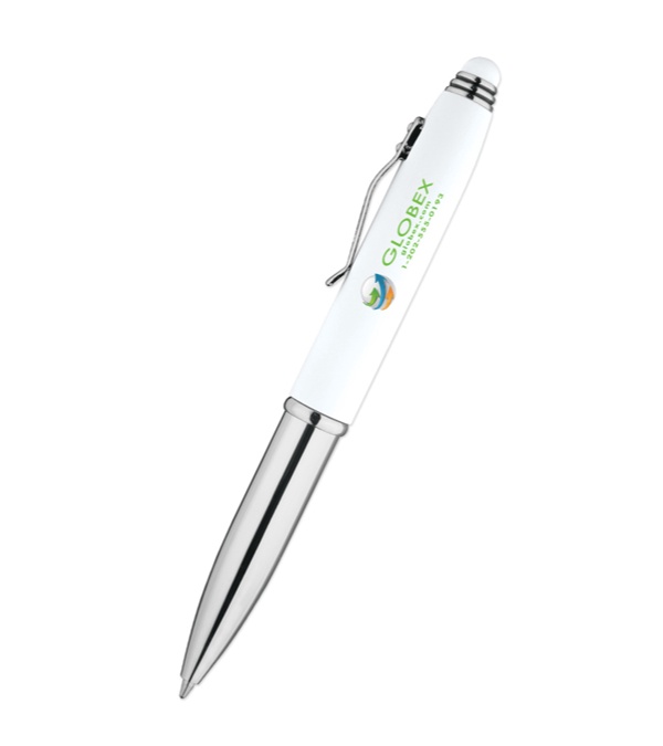 Crowne Triple Function Soft Touch Pen with Light & Stylus - Full Color