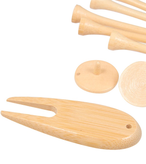 Bamboo Golf Tee Set with Recycled Pouch