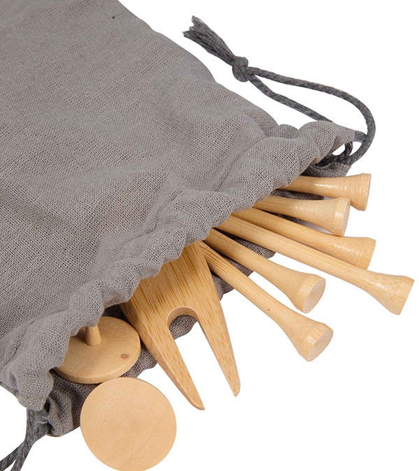 Bamboo Golf Tee Set with Recycled Pouch