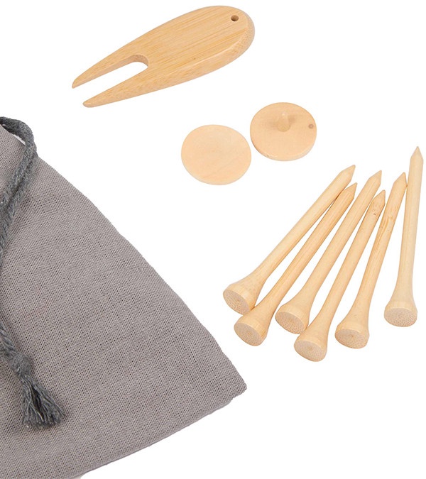 Bamboo Golf Tee Set with Recycled Pouch