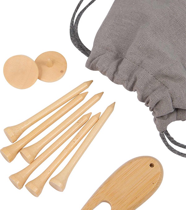 Bamboo Golf Tee Set with Recycled Pouch