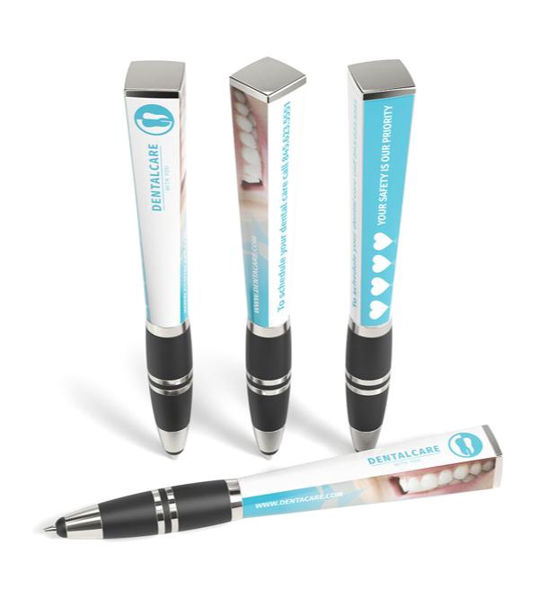 Square adpen with Stylus - Full Color Imprint