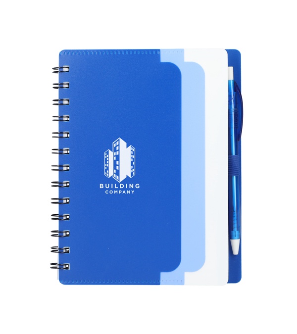5 x 7 Recycled Dual Pocket Spiral Notebook with Pen