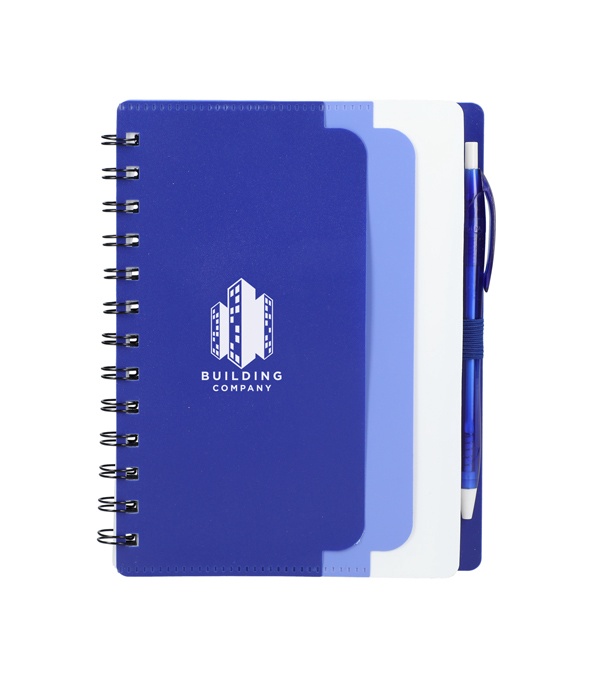5 x 7 Recycled Dual Pocket Spiral Notebook with Pen