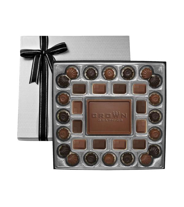 Gift Box with Custom Milk Chocolate Centerpiece (Flags)