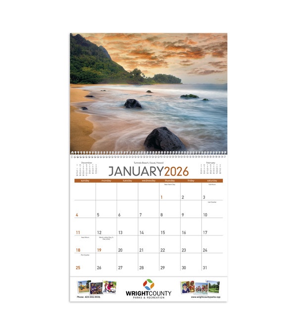 Beautiful America Wiro Wall Calendar 2026