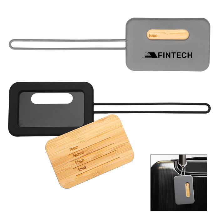 First Class Bamboo & Silicone Luggage Tag