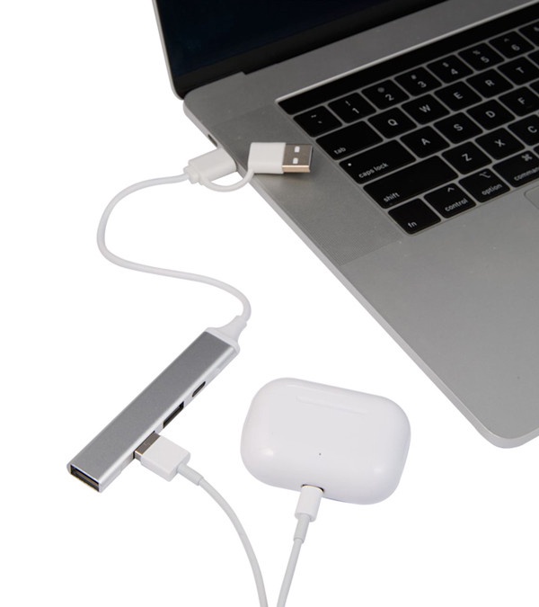 Recycled Aluminum 4-Port USB-A and C Hub