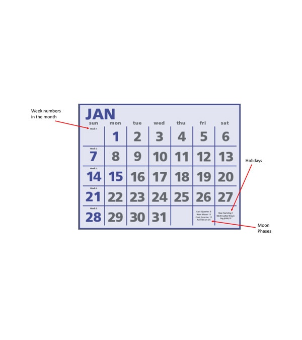 Span-A-Year Calendar (White and Blue)
