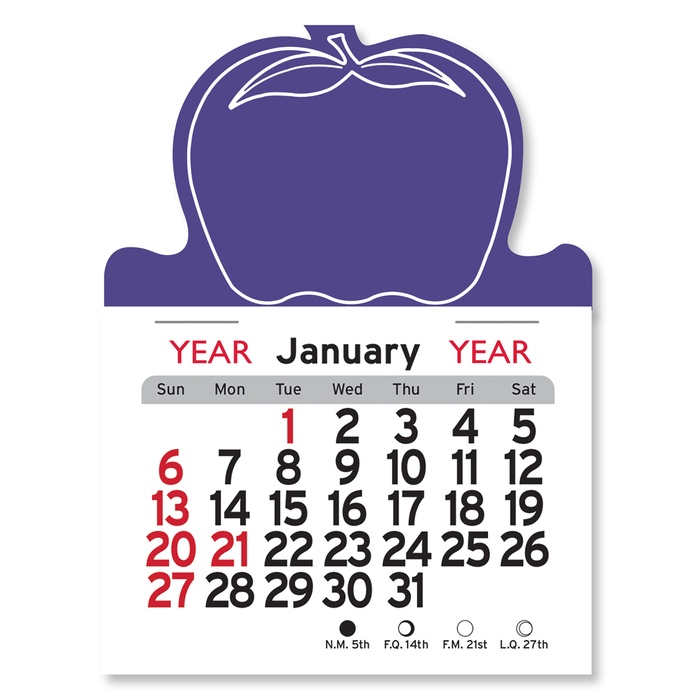 Adhesive Peel-N-Stick Apple Shape 2026 Calendars