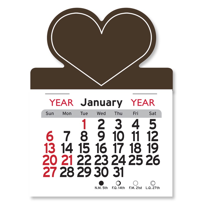 Adhesive Peel-N-Stick Heart Shape 2026 Calendars
