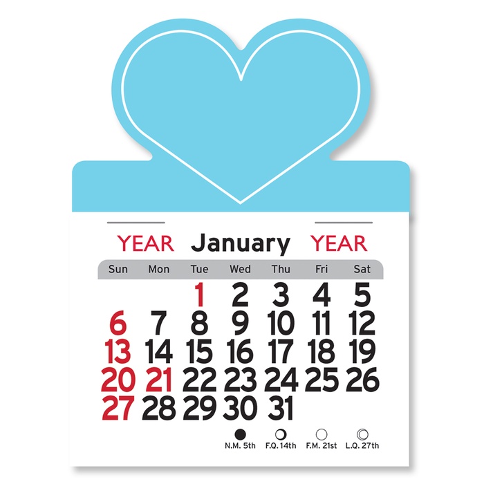 Adhesive Peel-N-Stick Heart Shape 2026 Calendars