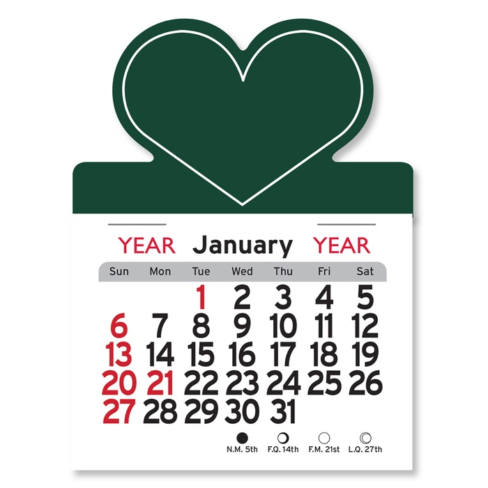 Adhesive Peel-N-Stick Heart Shape 2026 Calendars