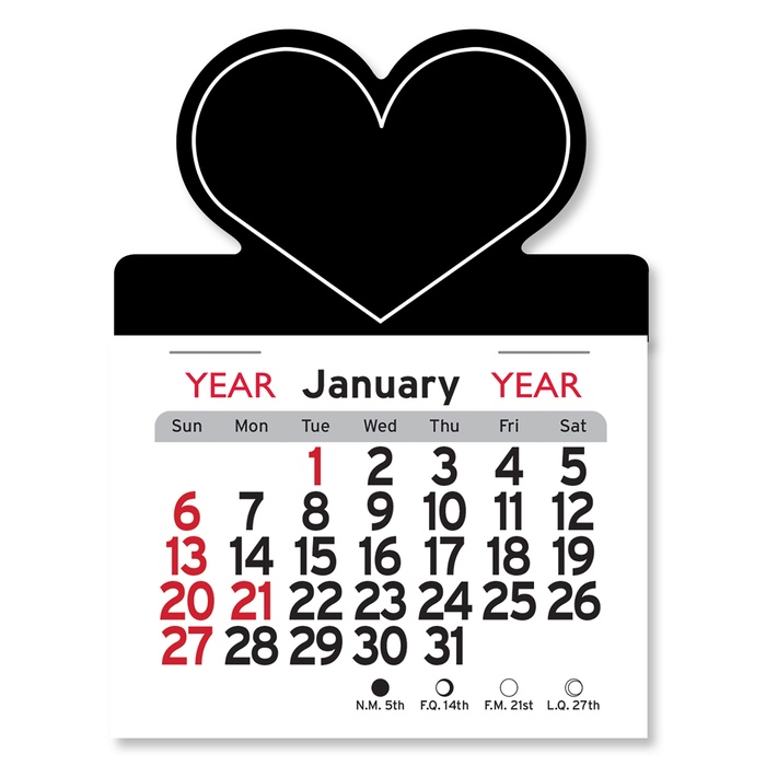 Adhesive Peel-N-Stick Heart Shape 2026 Calendars