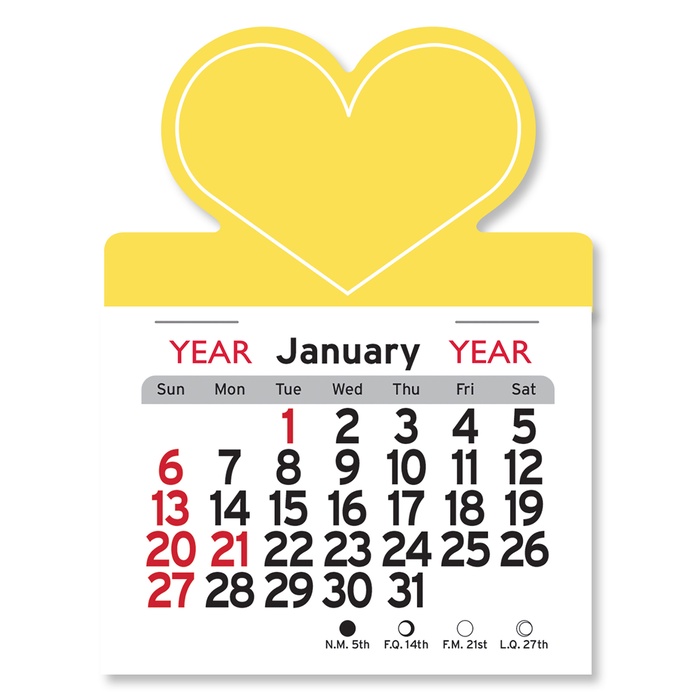 Adhesive Peel-N-Stick Heart Shape 2026 Calendars